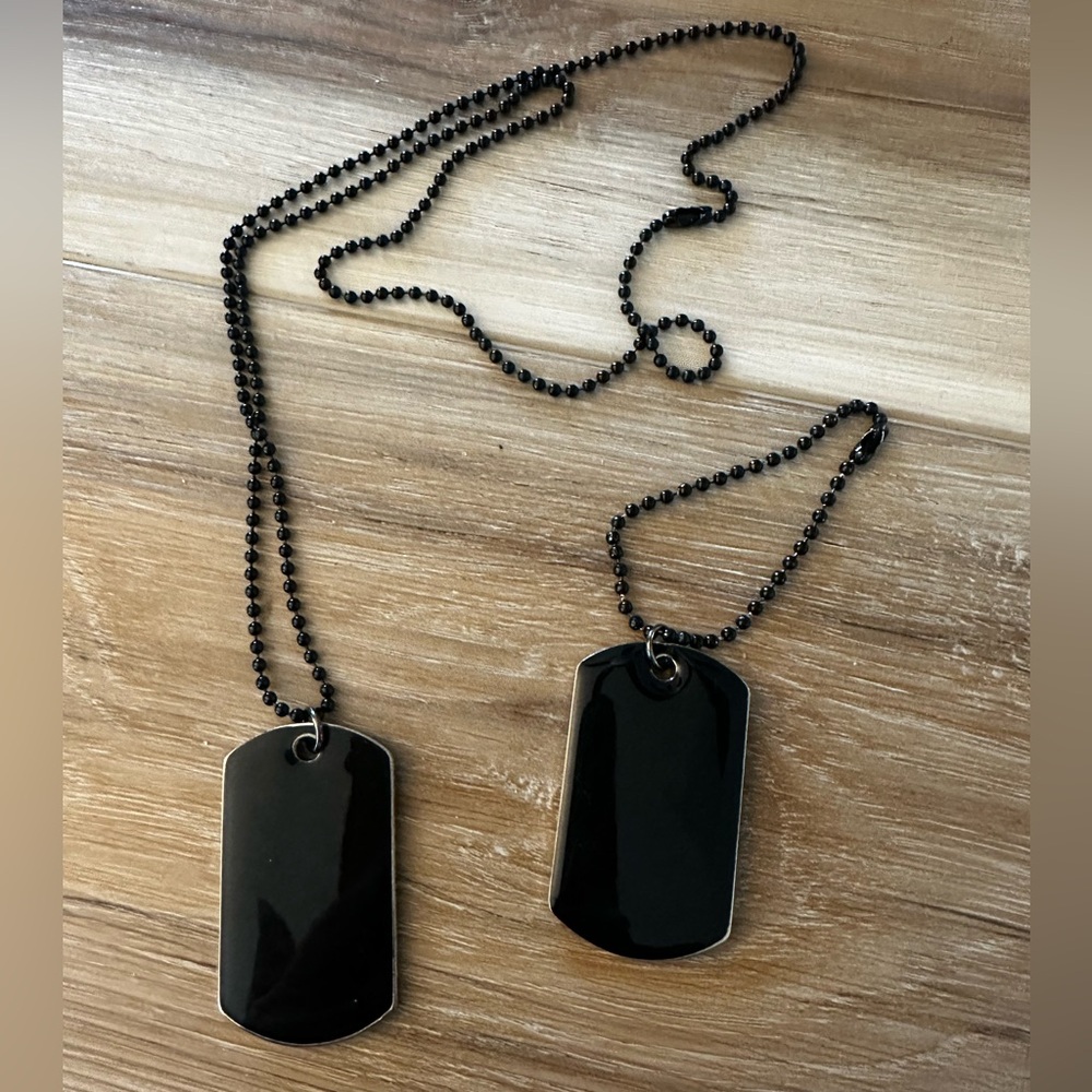 Men’s Black Enamel Dog/ID Necklace with Key Chain